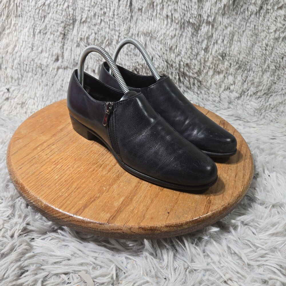 Munro American Proper Leather Heels Womens Size 7.5M Side Zip Black Shoes #6384